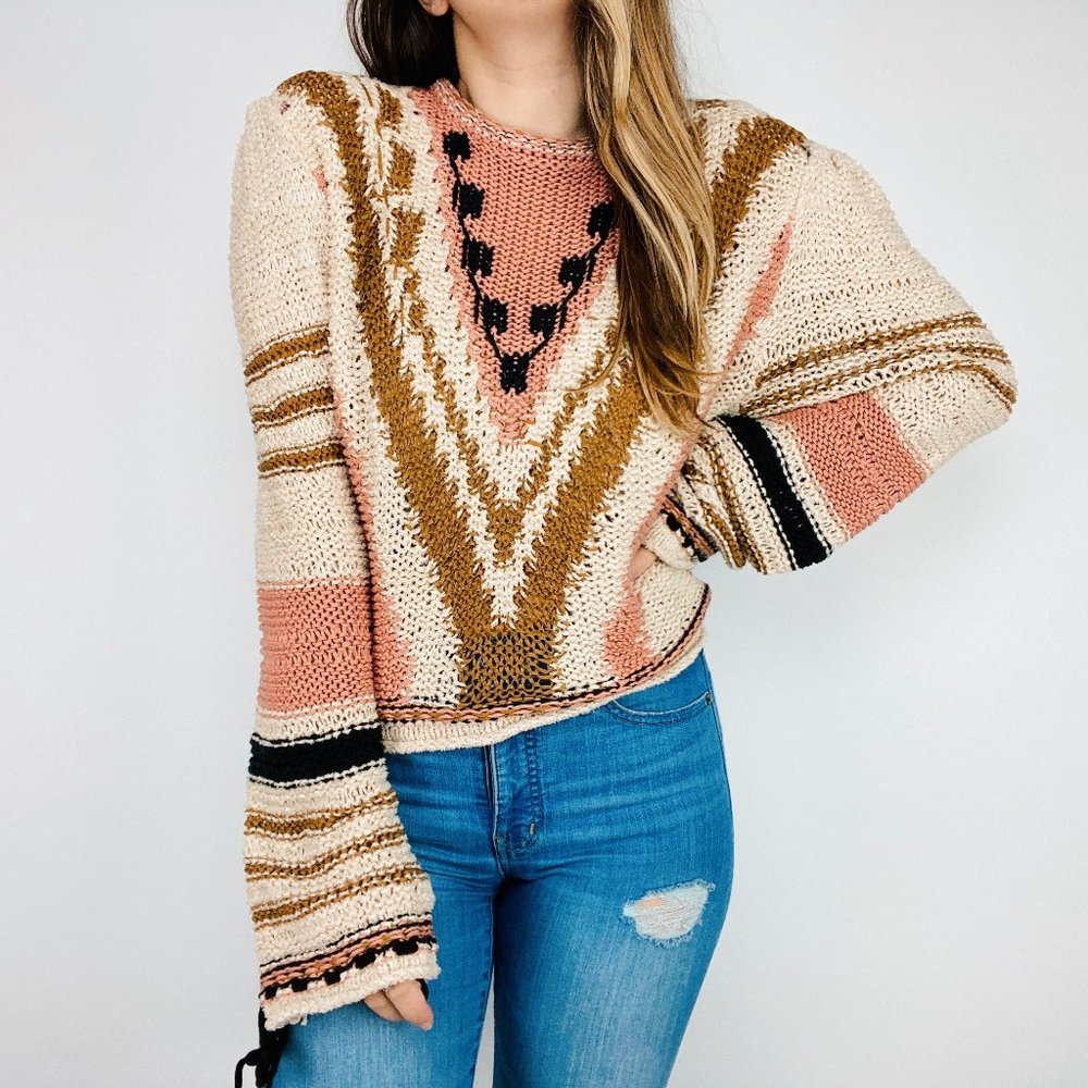 Free People striped boho neutrals sweater